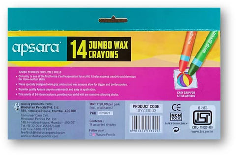 Apsara 14 Jumbo Wax Crayons (Pack of 3) Unique