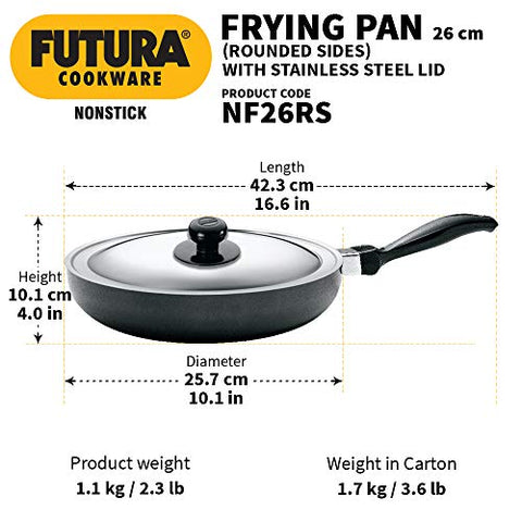 Futura Non-Stick 10-Inch Frying Pan Indian Style with Stainless Steel Lid Futura Non-Stick 10-Inch Frying Pan Indian Style with Stainless Steel Lid