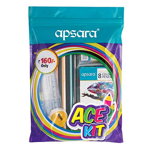APSARA ACE Kit – Complete School Stationery Set with Pencils, Erasers, Sharpener & Colors