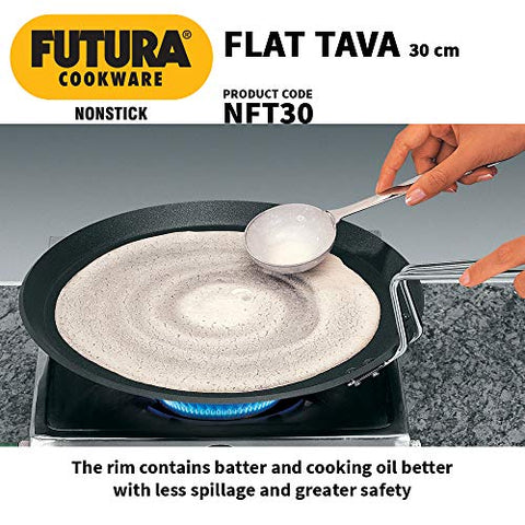 Futura Non-Stick Flat Tava Griddle, 30 cm, Black – Premium Tawa for Perfect Rotis, Dosas & Pancakes Futura Non-Stick Flat Tava Griddle, 30 cm, Black – Premium Tawa for Perfect Rotis, Dosas & Pancakes