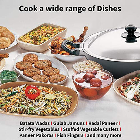 Futura Q 57 Non-Stick Deep-Fry Pan(Kadhai) 4.0 Litre with Steel Lid, 4 Liter, Gray Futura Q 57 Non-Stick Deep-Fry Pan(Kadhai) 4.0 Litre with Steel Lid, 4 Liter, Gray