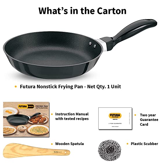 HAWKINS Futura 30 cm Frying Pan, Non Stick Fry Pan with Stainless Steel  Handle and Stainless Steel Lid, Induction Frying Pan, Big Frying Pan, Black