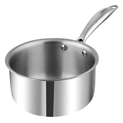 Vinod PTMP14 Platinum Triply Milk Pan 14 cm diameter (Stainless Steel, Non-stick, Induction Bottom)