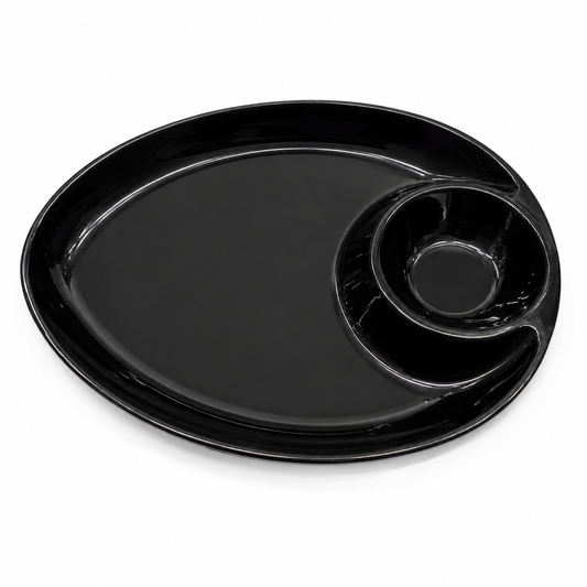 Chip & Dip Snail Platter with Attached Bowl | Premium Serving Plate for Snacks