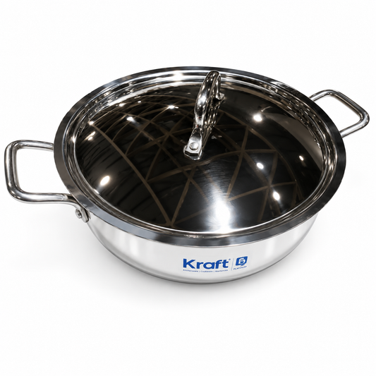 Kraft FTTK28 Extra Deep Kadai 28 cm with SS Lid – 4.5 L Cookware
