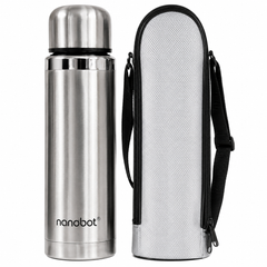 Nanobot SS Thermax Double Layer 24 Hours Hot/Cold Vacum Insulated Water Bottle 1000 ml Steel Flask (Pack of 1, Silver)