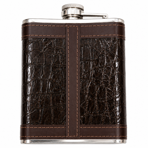 SYN.HIP FLASK 80Z LETHER BLACK&BROWN 176S