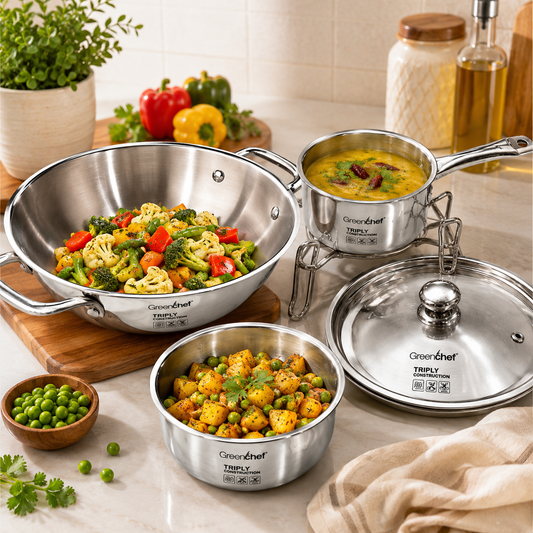 Green Chef 6861 Smart Set Triply Cookware Combo – 4-Piece Kitchen Set