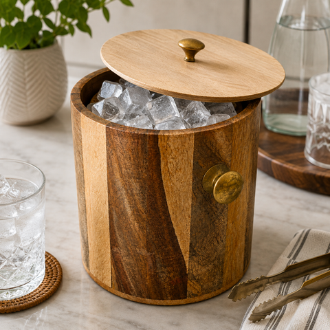 SSM WOODEN ICE BUCKET ENAMIL