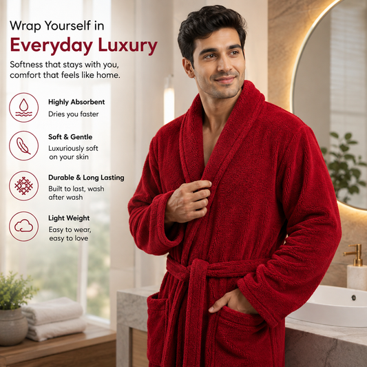 Welspun Dew Bath Robe Assorted L Size – Soft and Absorbent Robe