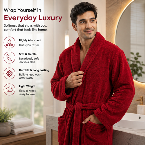 WELSPUN DEW BATH ROBE ASSORTED L SIZE