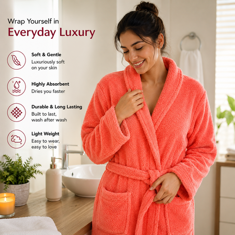 WELSPUN DEW BATH ROBE ASSORTED L SIZE