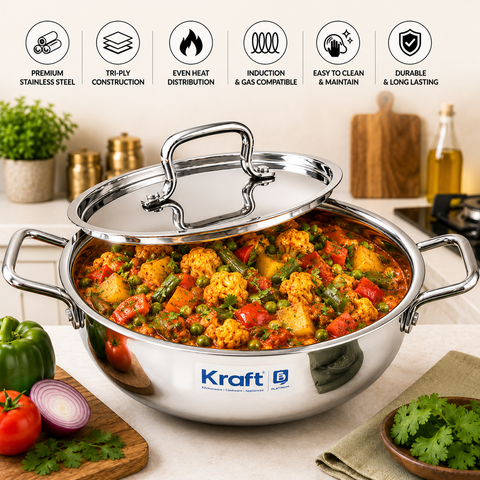 KRAFT FTTK28  EXTRA DEEP KADAI W/ SS.LID 28 CM (4.5 L)