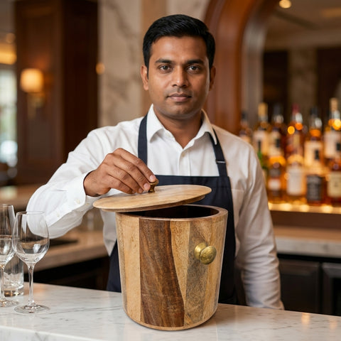 SSM WOODEN ICE BUCKET ENAMIL