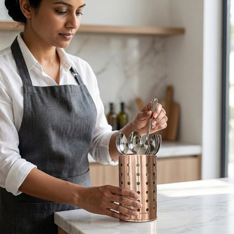 AWKENOX SS CUTLERY HLER PERFORATE SMALL ROSEGOLD(G12)