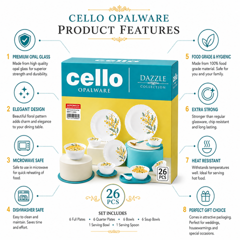 CELLO OPAL DAZZLE DINNER SET 26PCS