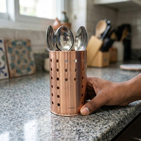 AWKENOX SS CUTLERY HLER PERFORATE SMALL ROSEGOLD(G12)