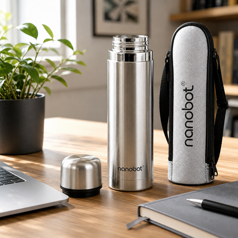 Nanobot SS Thermax Double Layer 24 Hours Hot/Cold Vacum Insulated Water Bottle 1000 ml Steel Flask (Pack of 1, Silver)