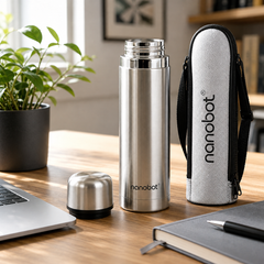 Nanobot SS Thermax Double Layer 24 Hours Hot/Cold Vacum Insulated Water Bottle 1000 ml Steel Flask (Pack of 1, Silver)