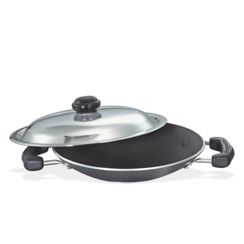 Prestige Omega Deluxe Appachatty with Lid, 200mm (30731) – Non Stick Cookware, Black