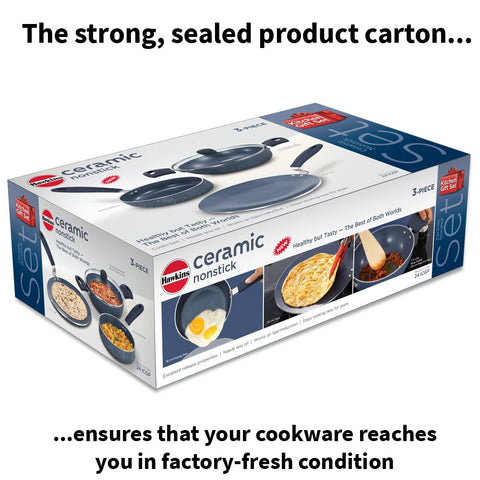 Ceramic Nonstick 3pcs Kitchen Gift Set – 1.75L Kadhai, Frypan & Tava with Induction Bottom
