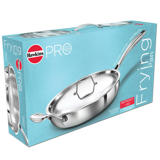 Pro Tri-Ply Stainless Steel Fry Pan 26 cm (2.6 L) – Induction Compatible Cookware Without Lid