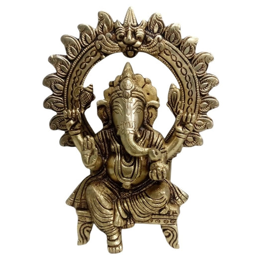 Brass Ganesh Sitting Sihasan Medium Size