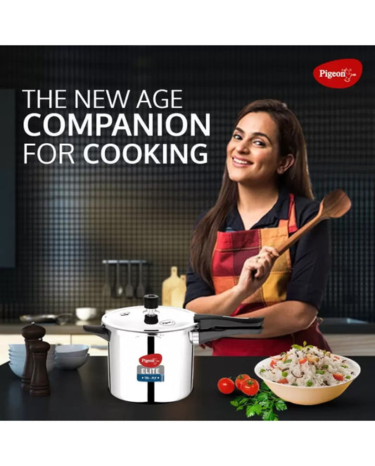Pigeon Elite Shine and 5 L Outer Lid Induction Bottom Pressure Cooker (Triply)