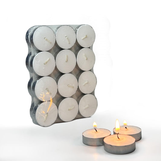 Pack of 12 Unscented Tealight Candles (White)| Ideal for Home Decor & Gifting| Lead-Free Wick| Smokeless| Sootless| 2.5 Hours Burn time Each|9 g