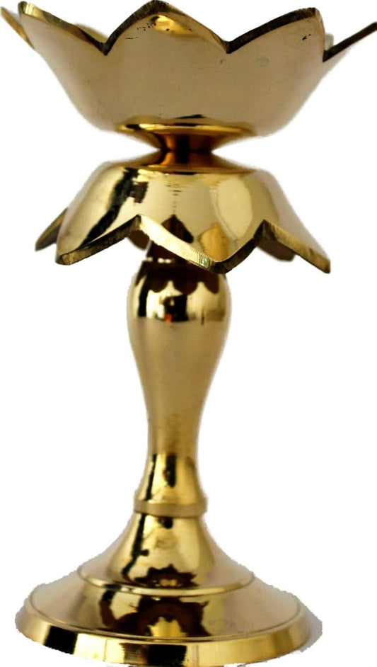 Brass Kamal Diya Stand Lotus Shape(Big Size),Table Diya Set (Height: 9.5 inch)