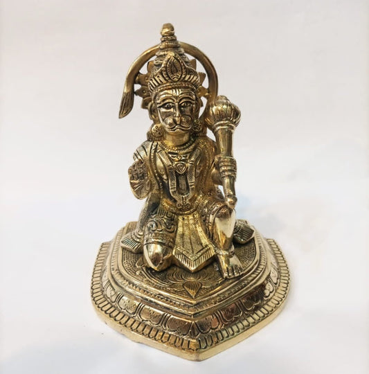 Agromech Brass Lord Hanuman Ji Sitting Blessing Idol