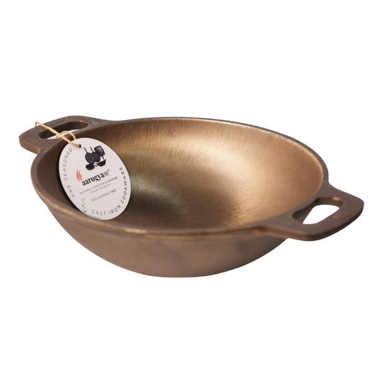 Aarogyam Cast Iron Round Kadai – 30cm Non-Stick, 3.5L Capacity Tawa Kadhai