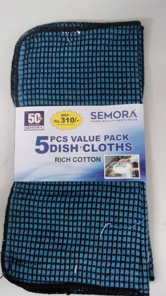 SEMORA DISH CLOTH RICH COTTON 5PC 31x31 cm
