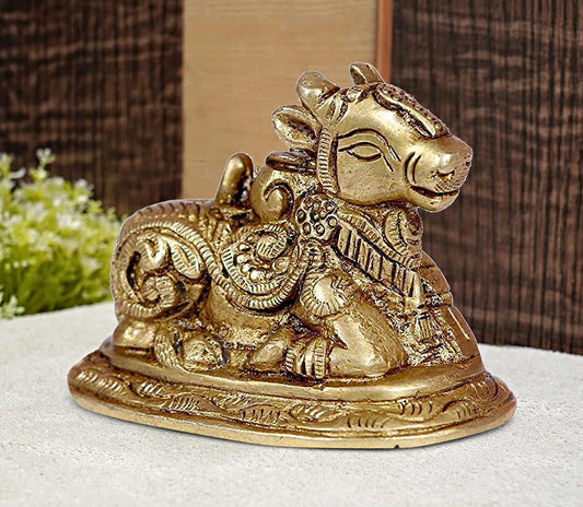 Brass Sri Nandi Idol / Murti For Puja Small Size, Decorative Showpiece - 6 cm