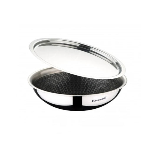 Bergner Hitech Prism TriPly Stainless Steel 26 cm Tasra 3.6 L (BG-31173-MM) – Less Oil Cooking, PFOA-Free, Induction Ready
