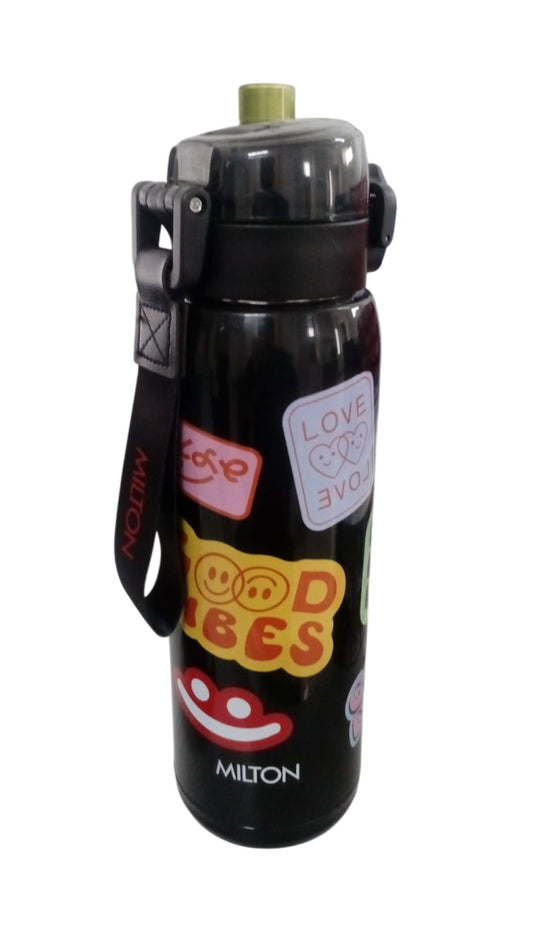 Milton Steel Edge 600 Thermoware Water Bottle 500 ml with One Touch Safety Lock & Twin Lid Sip or Gulp,Long Hours Hot & Cold,Leak Proof,ISI Certified,Vacuum Insulated,Office,Gym,School,Military Green