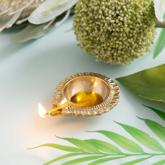 Bass NAKSI Kuber Deep No.3 – Decorative Brass Oil Lamp for Puja & Home Décor