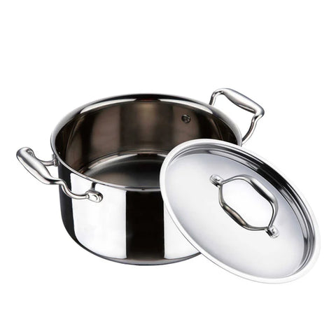 Bergner Argent TriPly Stainless Steel 20 cm Casserole 3.1 L with Stainless Steel Lid (BG-6334) – Less Oil Cooking, Induction & Gas Ready