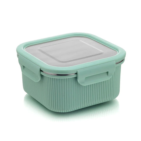 Signoraware Lock N Store Microsafe Steel Container 1500ML Square with Steel Lid, Set of 1, Multicolor