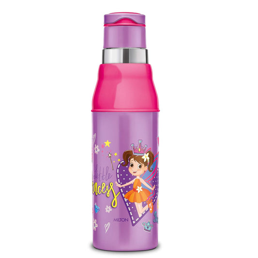 MILTON Kool Steelight 600 Kids Plastic Insulated Water Bottle with Straw, 500 ml, Sipper Bottle, Leak Proof, BPA Free, Food Grade, School & Picnic Bottle, Purple