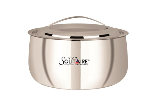 Hot Pot Double Wall Stainless Steel Belly Shape Plain Casserole Serve Casserole (3500 ml)