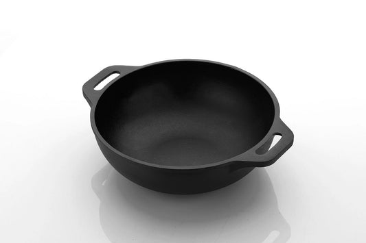 Cast Iron Pre- Seasoned Kadai (20cm) Black Export Quality Food Grade Kitchen