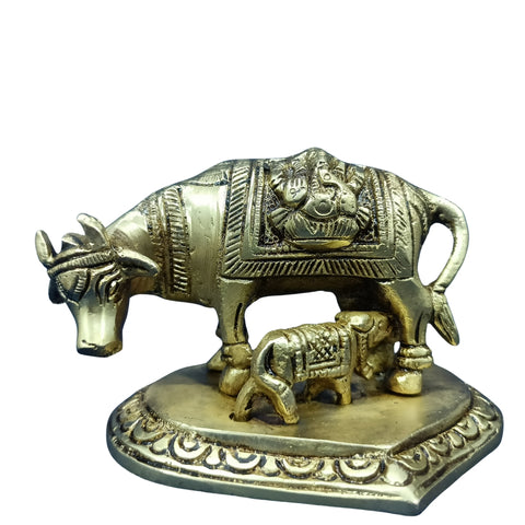 Pure Brass Cow with Calf Decorative Showpiece