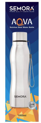SEMORA Stainless Steel Aqva Water Bottle 1000ml – Leakproof, Durable & Reusable Drinking Bottle | Pack of 1