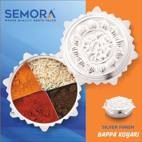Semora Silver Bappa Koyari Halidi Kumkum Dabbi Box