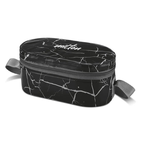 MILTON Executive Lunch Box, 2 Round Inner Steel Round Containers 280ml Each and 1 Microwave Safe Oval Plastic Container, 450ml with Insulated Bag, Gray, Office Tiffin for Leak-Proof, Easy to Carry