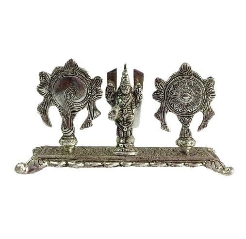 Tirupati Balaji Shankh Chakra Stand With Trishul Decorative Showpiece