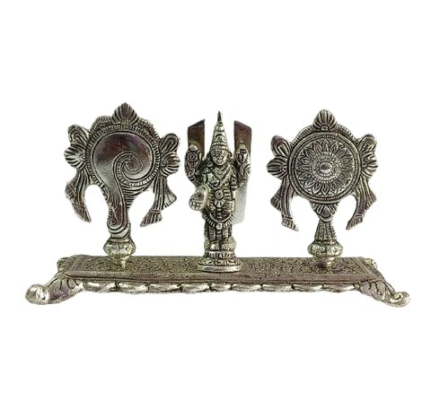 Tirupati Balaji Shankh Chakra Stand With Trishul Decorative Showpiece