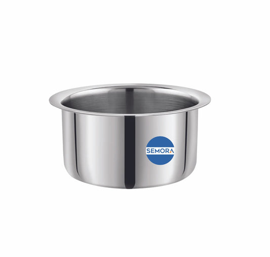 Semora Stainless Steel Tope ( 9 Pcs Set), Capacity 500ml, 750ml, 1Ltr, 1.5 Ltr, 2 Ltr, 2.5 Ltr, 3 Ltr, 4 Ltr, 5 Ltr Non Induction Base