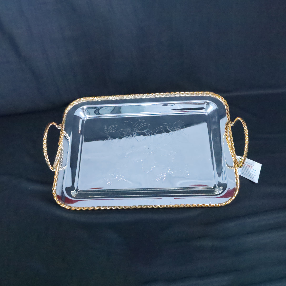 Silver Plated Rectangular Decorative Serving Gold/Silver Tray
